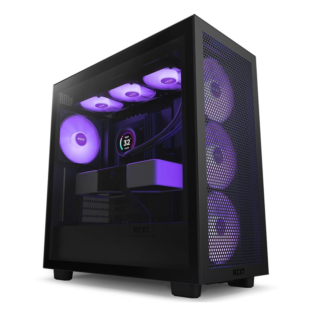 NZXT H7 FLOW RGB – ATX MID TOWER CASE – BLACK - Grey PC